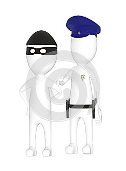 3d character , man police officer , cop and the culprit , theif photo