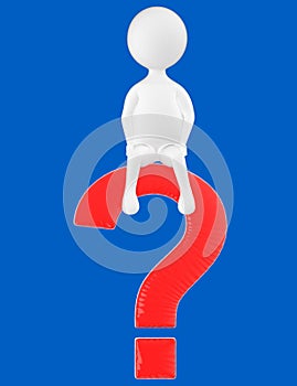 3d character , man question mark