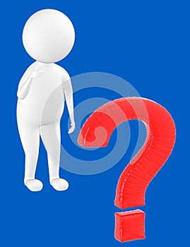 3d character , man question mark