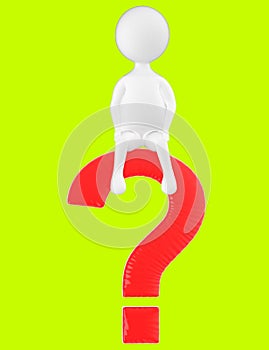 3d character , man question mark