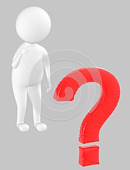 3d character , man question mark