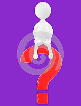 3d character , man question mark