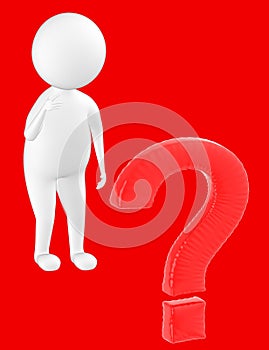 3d character , man question mark