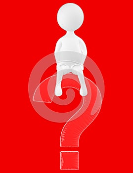 3d character , man question mark