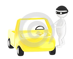 3d character , man thief , car robbery