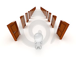 3D Character and Many Doors