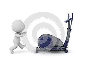 3D Character running towards eliptical bycicle photo