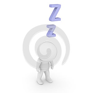 3D Character Standing and Sleeping with Z letters