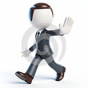 3D character in suit walking