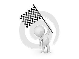 3D Character waving checkered flag