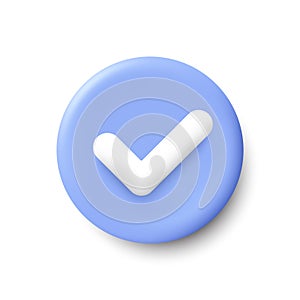 3d check mark vector icon. Check list button, success tick and correct checkbox. Vector