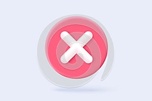 3d check wrong icon isolated on white background. negative check list button choice for false, correct, tick, problem, fail on