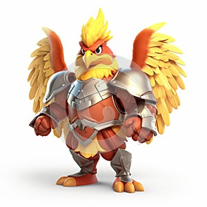 3d Chicken Clash Of Clans Style With Armor And Shield
