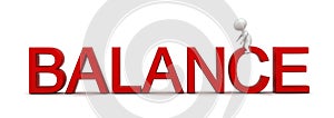 3d child sitting on balance text concept