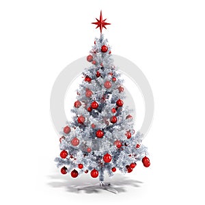 3d Christmas tree with colorful ornaments