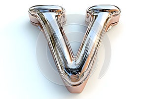 3 d chrome letter v shiny reflective minimalist photo