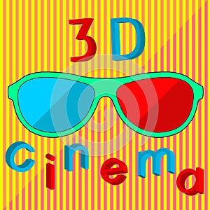 3D cinema text and stereo glasses concept art