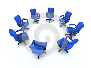 3d Circle of office chairs