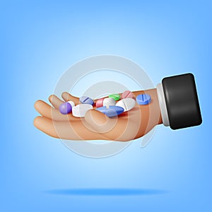 3D Classic Capsule Pill and Tablet in Hand
