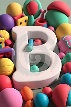 3D Clay Letter \'B\' Render A Playful and Artistic Sculpting photo