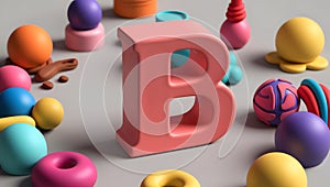 3D Clay Letter \'B\' Render A Playful and Artistic Sculpting photo