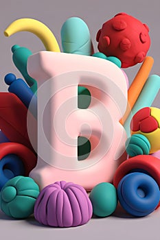 3D Clay Letter \'B\' Render A Playful and Artistic Sculpting photo