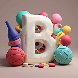 3D Clay Letter \'B\' Render A Playful and Artistic Sculpting photo
