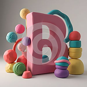 3D Clay Letter \'B\' Render A Playful and Artistic Sculpting photo