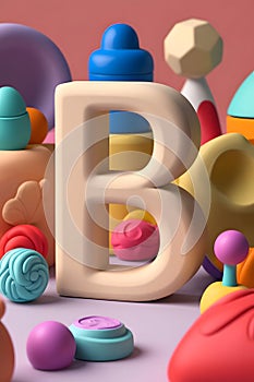 3D Clay Letter \'B\' Render A Playful and Artistic Sculpting photo