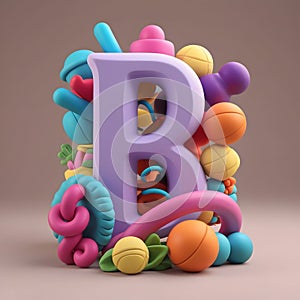 3D Clay Letter \'B\' Render A Playful and Artistic Sculpting photo