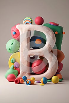 3D Clay Letter \'B\' Render A Playful and Artistic Sculpting photo