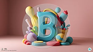 3D Clay Letter \'B\' Render A Playful and Artistic Sculpting photo