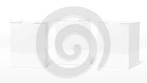 3D Clear White Blank Cardboard Package Boxes Set