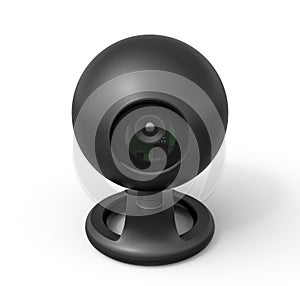 3d close-up rendering of black webcam on white background.