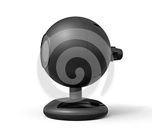 3d close-up rendering of black webcam on white background.