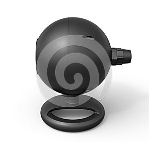 3d close-up rendering of black webcam on white background.