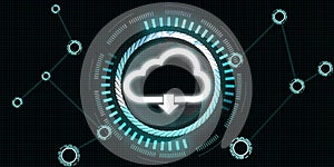 2d Cloud computing concept or symbol connect with network cable on blue background. 3d render. Cloud computing, Cloud Computing