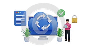 3D Cloud Computing and Data Security Concept