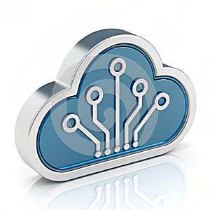 3D cloud computing icon isolated on white background photo