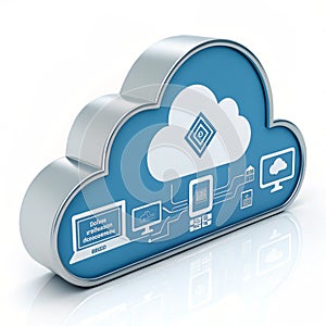 3D cloud computing icon isolated on white background photo