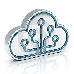 3D cloud computing icon isolated on white background