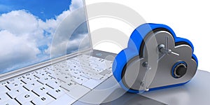 3D Cloud Drive Icon on computer