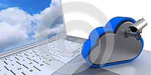 3D Cloud Drive Icon on computer