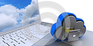 3D Cloud Drive Icon on computer