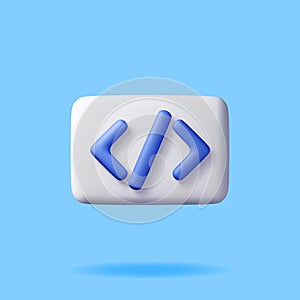 3d code icon isolated on blue