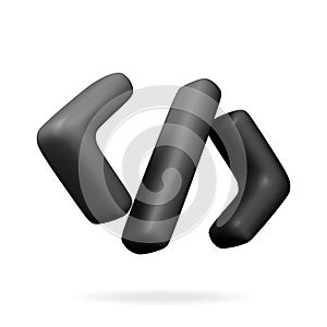 3d code icon isolated on white