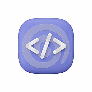 3D Code Icon for Programming and Web Development