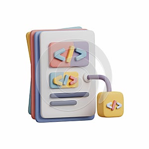 3D Code Lock Icon: Secure Programming and Data Protection Concept