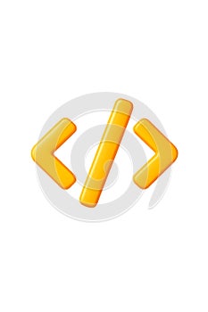 3D Code Programming Icon on Transparent Background - Modern Technology Symbol for Developer and IT Work