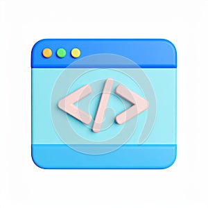 3D coding web browser window symbol illustration on transparent background